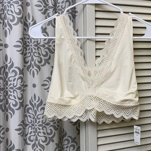 Aerie Ivory Lace Cross-Back Bralette! NWT! XL